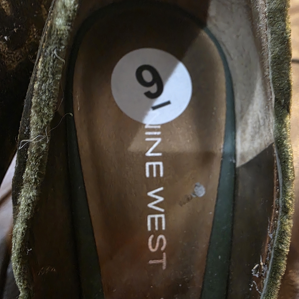 Nine West Olive Green Velvet Pointed-Toe Pumps - Picture 6 of 7